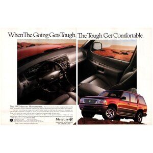 1997 Mercury Mountaineer SUV 2 Page Vintage Print Ad Leather Interior Wall Art